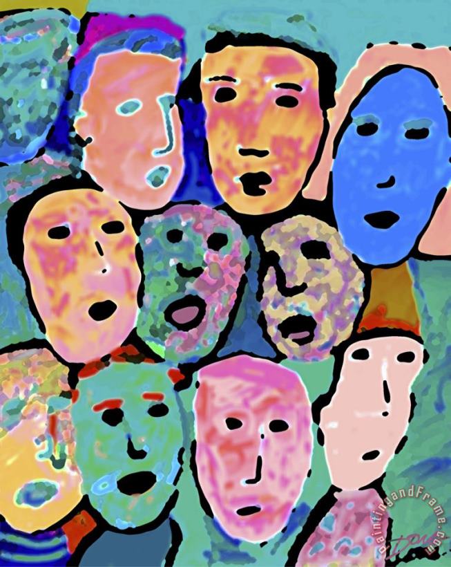 Cluster of Children painting - Diana Ong Cluster of Children Art Print