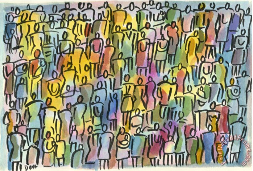 Diana Ong Crowd in Color Art Painting