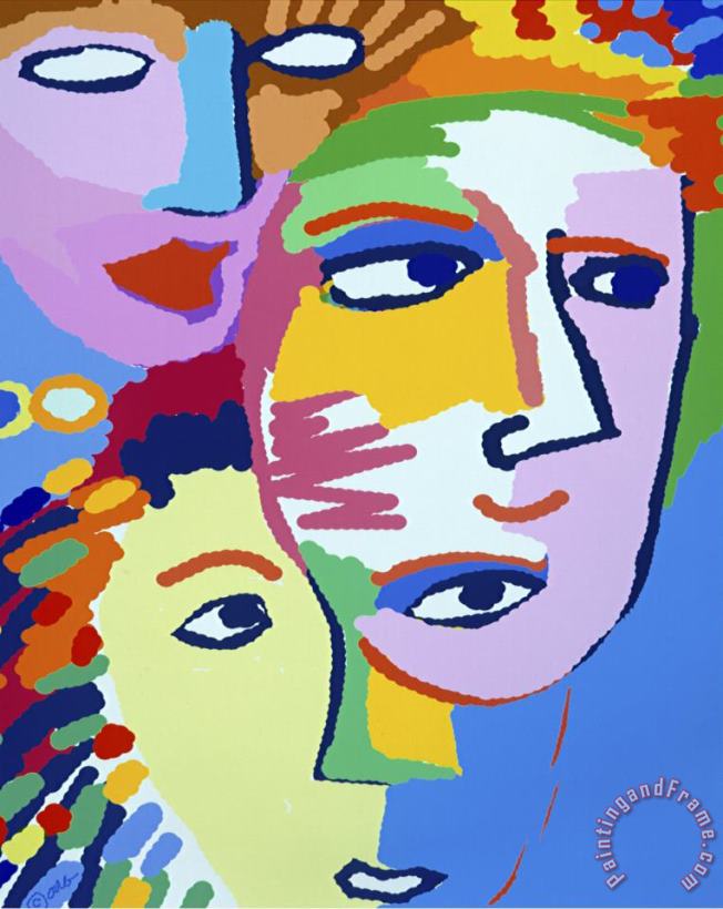 Faces II painting - Diana Ong Faces II Art Print