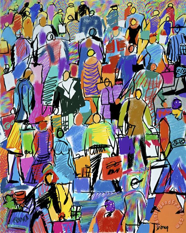 Shoppers painting - Diana Ong Shoppers Art Print