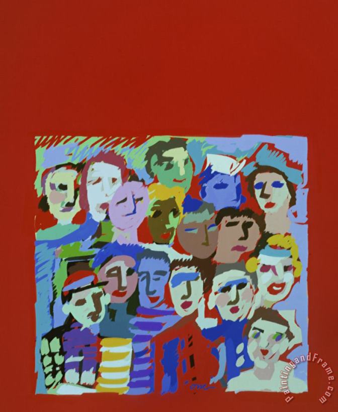 Square Crowd painting - Diana Ong Square Crowd Art Print