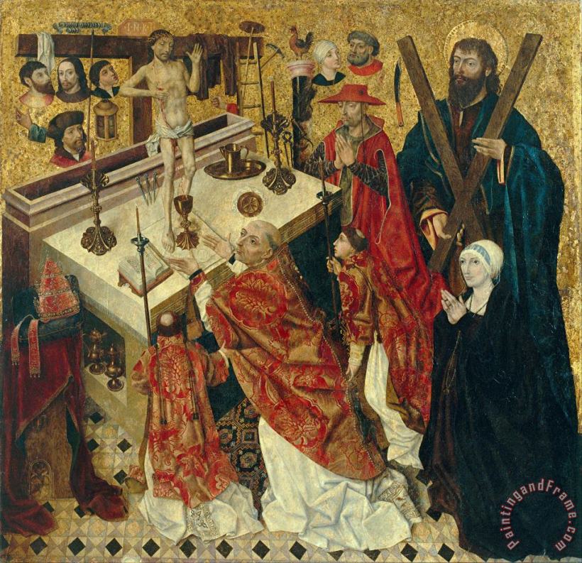 The Mass of Saint Gregory painting - Diego De La Cruz The Mass of Saint Gregory Art Print