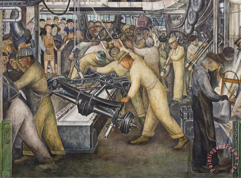 Diego Rivera Detroit Industry Murals Production of Automotive Exterior And Final Assembly, Detroit Industry South Wall Automotive Panel, Detail (final Assembly) Art Print