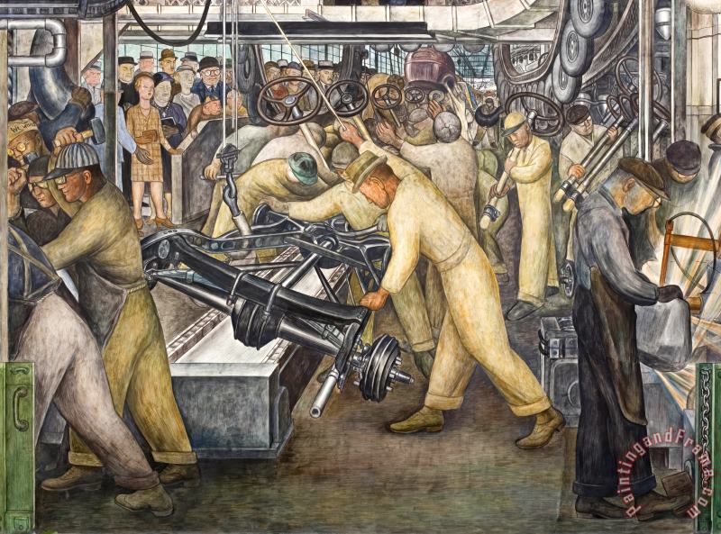 South Wall Of A Mural Depicting Detroit Industry painting - Diego Rivera South Wall Of A Mural Depicting Detroit Industry Art Print