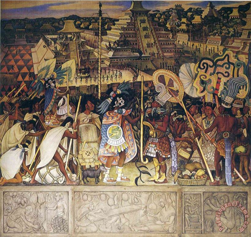 Totonac Civilization 1950 painting - Diego Rivera Totonac Civilization 1950 Art Print