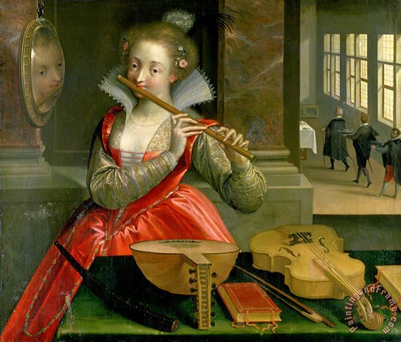 Dirk de Quade van Ravesteyn Allegory of Music (the Fluteplayer) Art Print