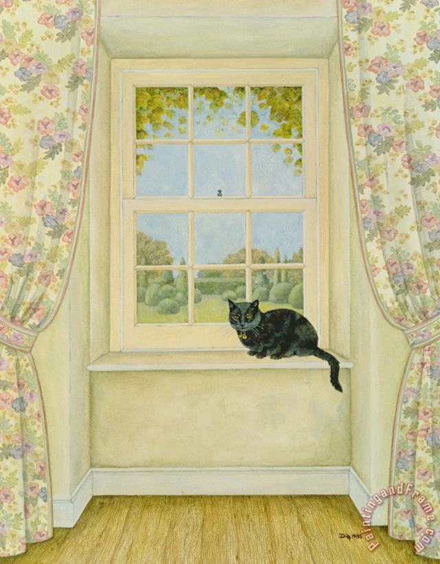 The Window Cat painting - Ditz The Window Cat Art Print