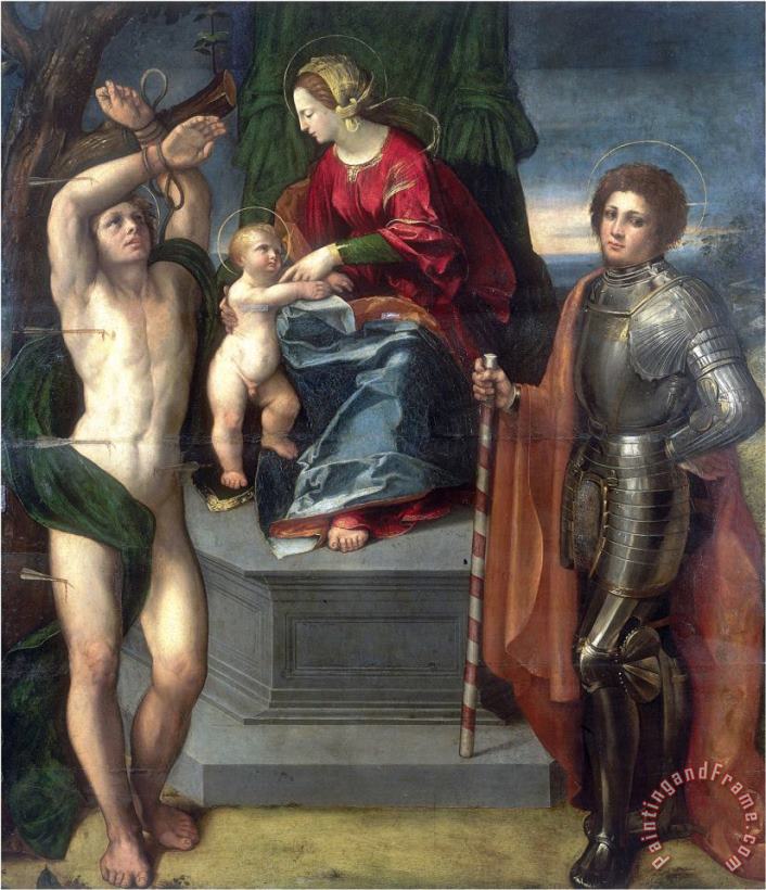 Dosso Dossi Madonna Enthroned with Child And Saints Conserved at The Galleria Estense in Modena Art Painting