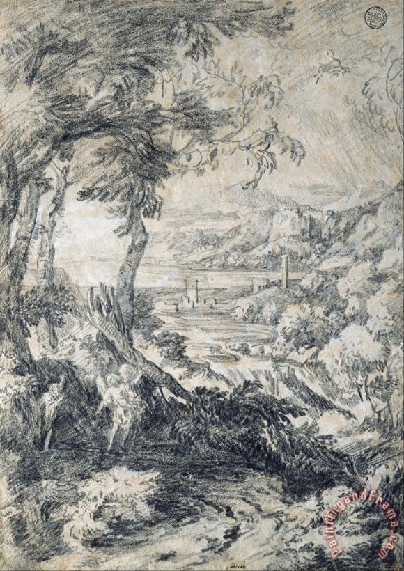 Dughet, Gaspard Landscape with Elijah And The Angel on Mount Horeb Art Print