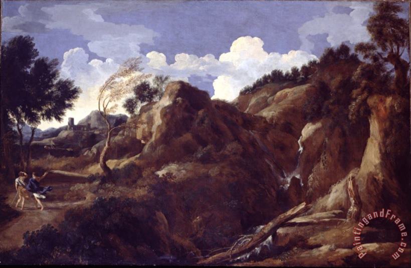 Mountainous Landscape with Approaching Storm painting - Dughet, Gaspard Mountainous Landscape with Approaching Storm Art Print