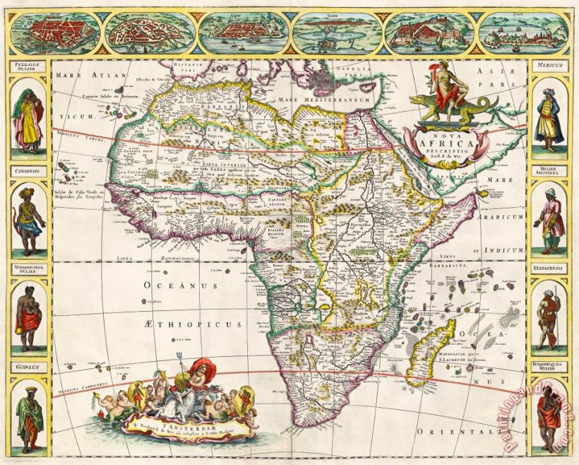 Antique Map of Africa painting - Dutch School Antique Map of Africa Art Print