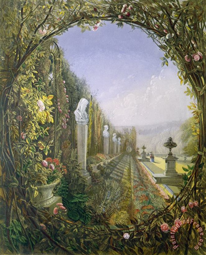 The Trellis Window Trengtham Hall Gardens painting - E Adveno Brooke The Trellis Window Trengtham Hall Gardens Art Print