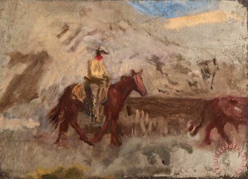 Eadweard J. Muybridge Sketch of a Cowboy at Work Art Painting
