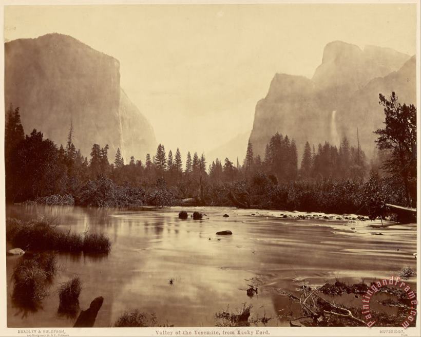 Valley of The Yosemite, From Rocky Ford painting - Eadweard J. Muybridge Valley of The Yosemite, From Rocky Ford Art Print
