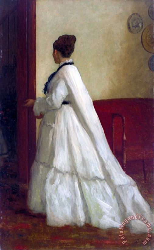 Eastman Johnson Woman in a White Dress Art Painting