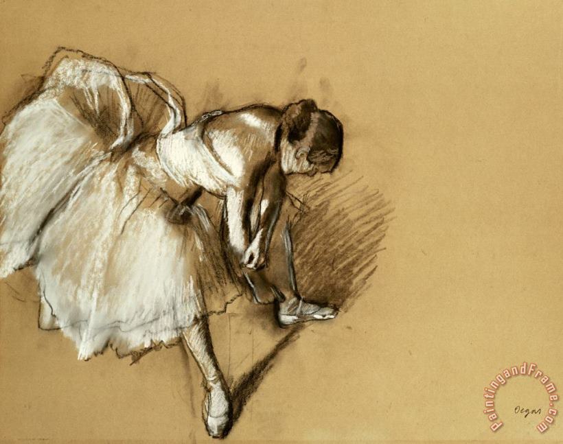 Dancer Adjusting Her Shoe painting - Edgar Degas Dancer Adjusting Her Shoe Art Print