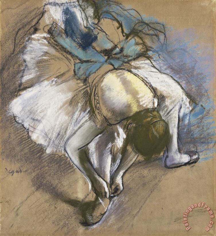 Dancer Putting on Her Shoes painting - Edgar Degas Dancer Putting on Her Shoes Art Print