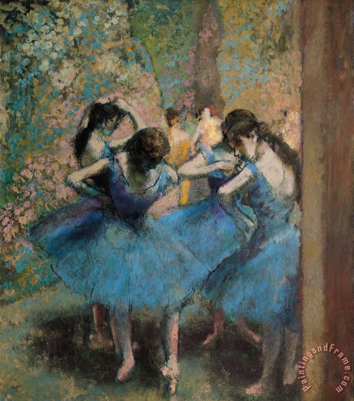 Dancers in blue painting - Edgar Degas Dancers in blue Art Print