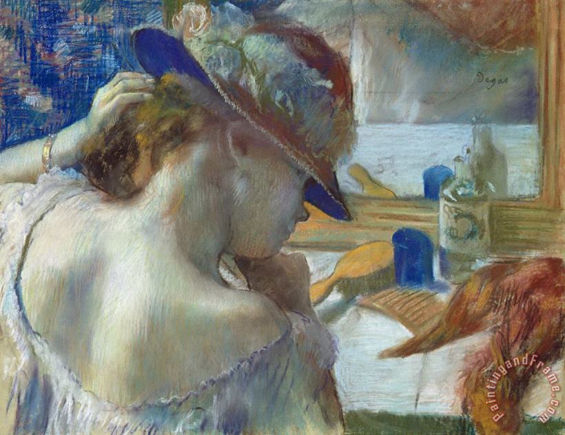 In Front of the Mirror painting - Edgar Degas In Front of the Mirror Art Print