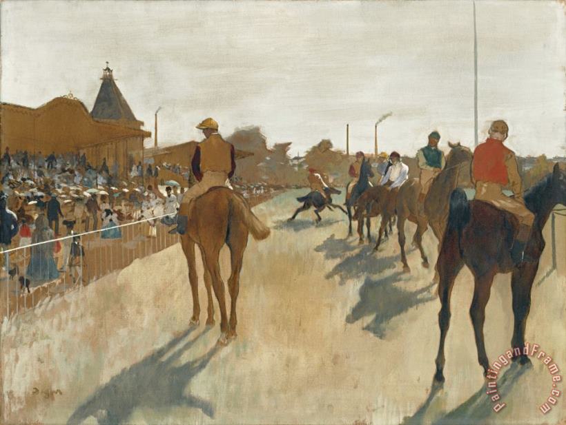 Race Horses Before The Stands, Ca. 1866 68 painting - Edgar Degas Race Horses Before The Stands, Ca. 1866 68 Art Print