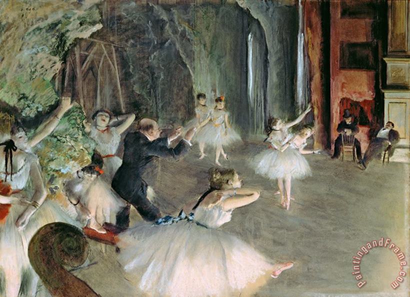 The Rehearsal of the Ballet on Stage painting - Edgar Degas The Rehearsal of the Ballet on Stage Art Print