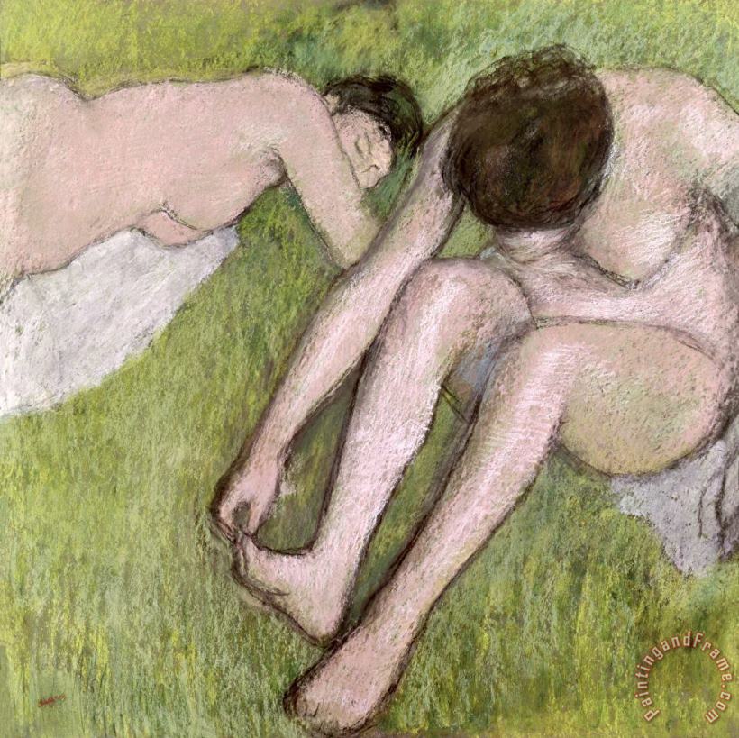 Two Bathers on the Grass painting - Edgar Degas Two Bathers on the Grass Art Print