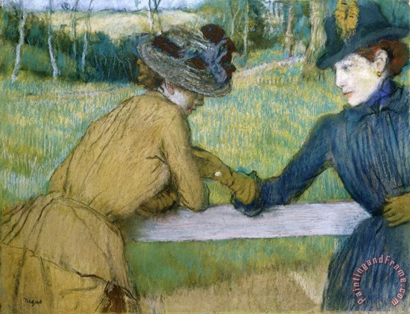 Edgar Degas Two Women Leaning on a Fence Rail Art Painting