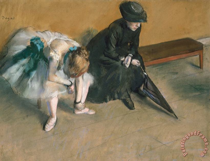Waiting Circa painting - Edgar Degas Waiting Circa Art Print