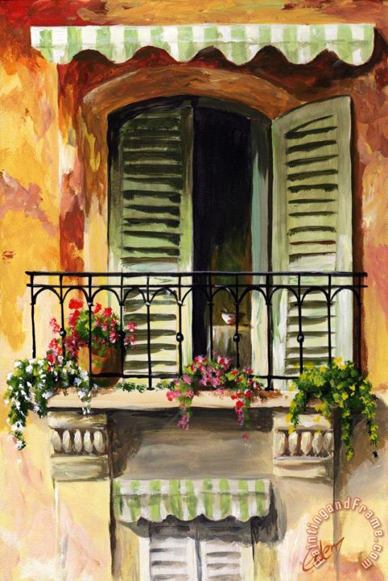 Balcony Of Genova painting - Edit Voros Balcony Of Genova Art Print