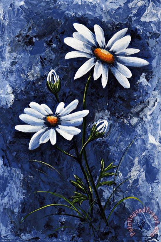 Edit Voros My flowers - Daisies blue Art Print
