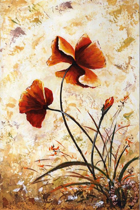 Edit Voros My flowers - Rust Poppies 2 Art Painting
