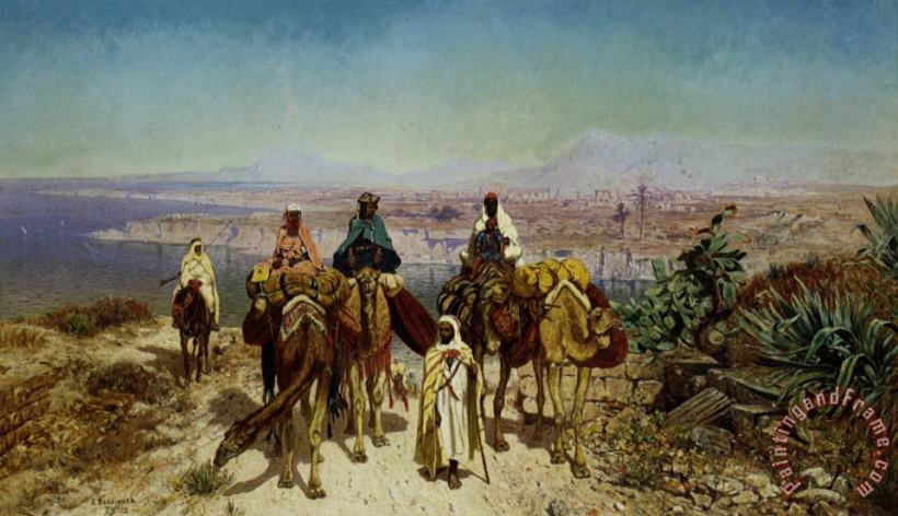 An Arab Caravan painting - Edmund Berninger An Arab Caravan Art Print