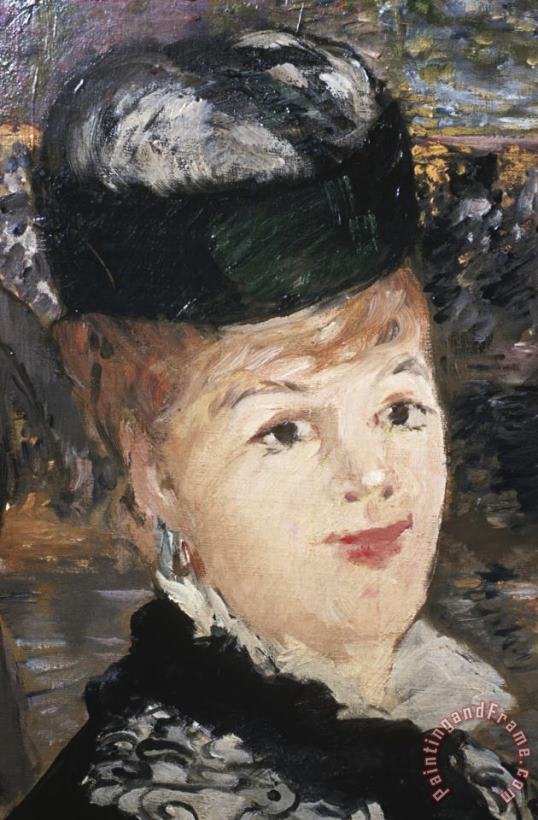 Edouard Manet Detail Showing Woman's Face From Skating Art Print