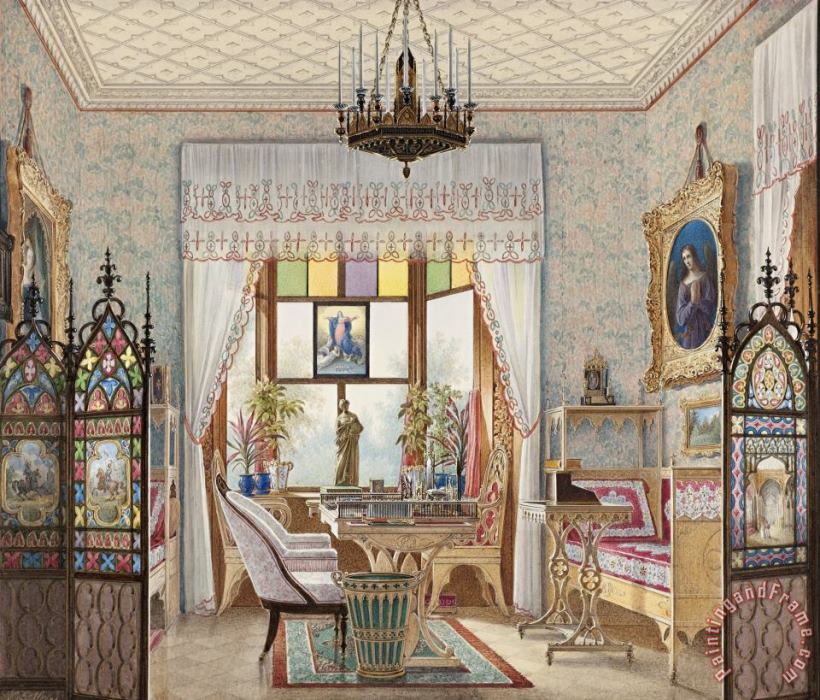 Eduard Petrovich Hau Empress Alexandra Feodorovna's Sitting Room, Cottage Palace, St. Petersberg, Russia Art Print