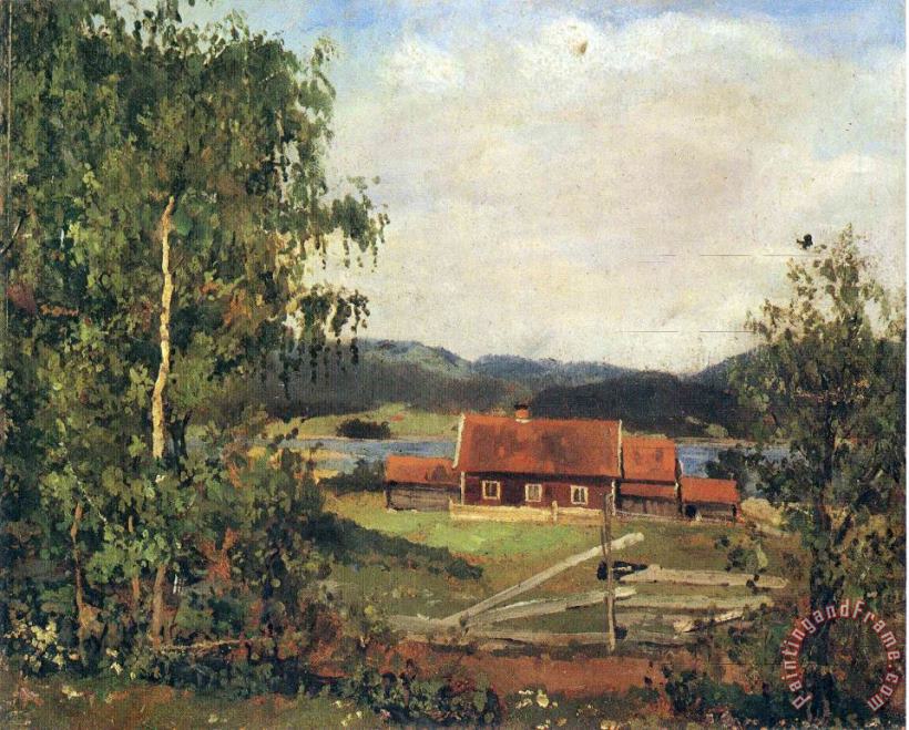 Landscape Maridalen by Oslo 1881 painting - Edvard Munch Landscape Maridalen by Oslo 1881 Art Print