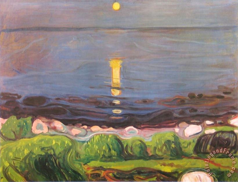 Edvard Munch Summer Night at The Beach Art Painting