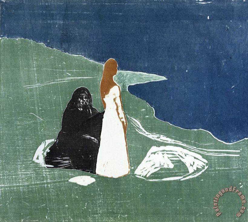 Twee Vrouwen Aan Het Strand painting - Edvard Munch Twee Vrouwen Aan Het Strand Art Print