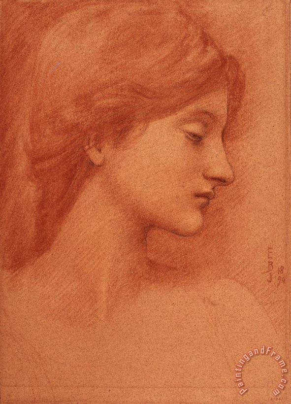 Edward Burne Jones Study of a Female Head Art Painting