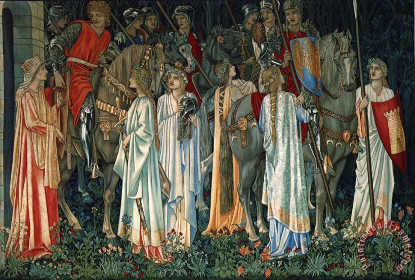 The Arming And Departure of The Knights of The Round Table on The Quest of The Holy Grail painting - Edward Burne Jones The Arming And Departure of The Knights of The Round Table on The Quest of The Holy Grail Art Print