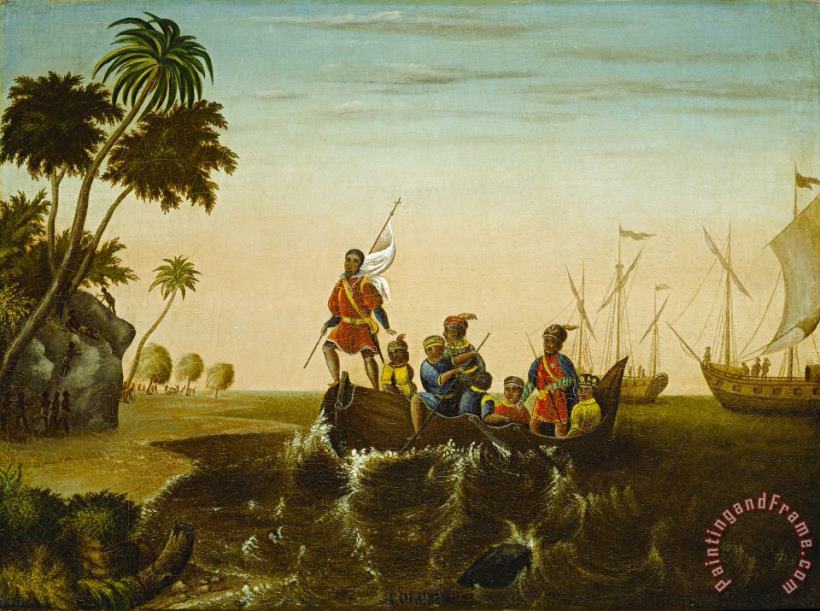The Landing of Columbus painting - Edward Hicks The Landing of Columbus Art Print