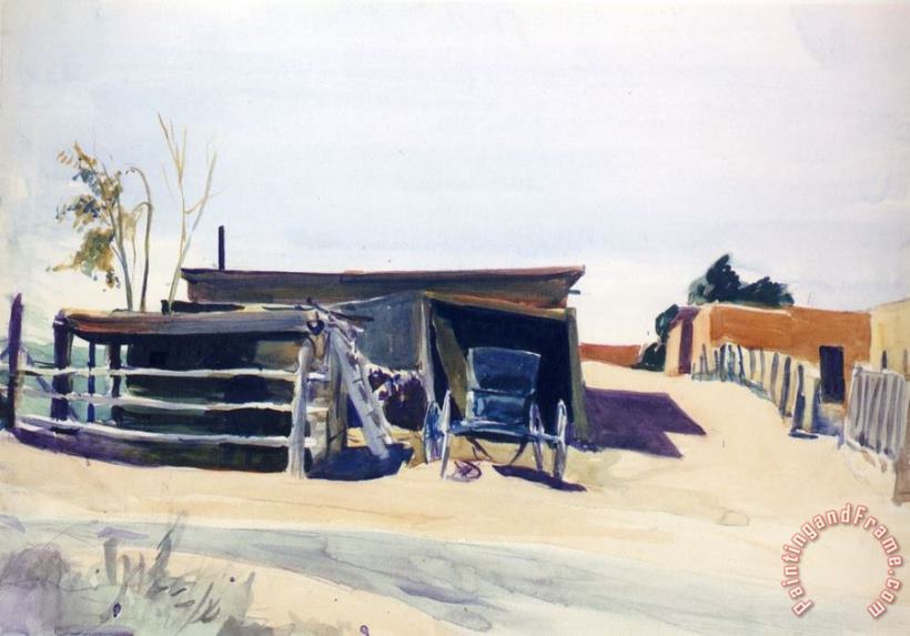 Adobes And Shed New Mexico painting - Edward Hopper Adobes And Shed New Mexico Art Print