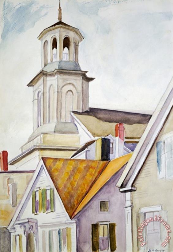 Edward Hopper Church Steeple And Rooftops Art Print
