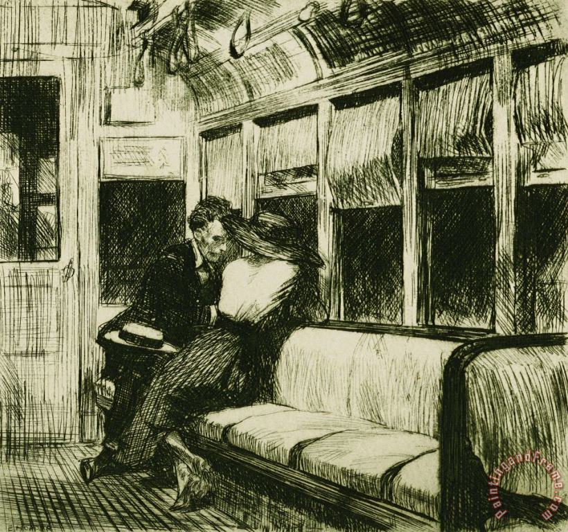 Night On The El Train painting - Edward Hopper Night On The El Train Art Print