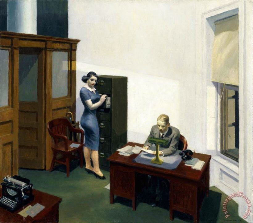 Edward Hopper Office at Night Full Art Painting