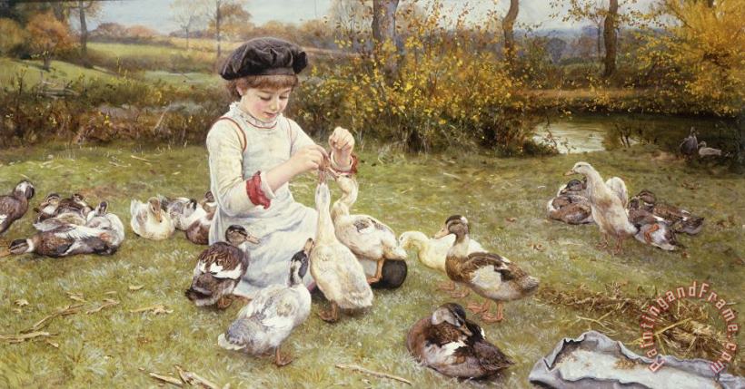 Edward Killingworth Johnson Feeding Ducks Art Print