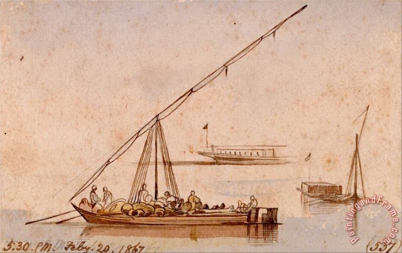 Edward Lear Boats on The Nile Art Print
