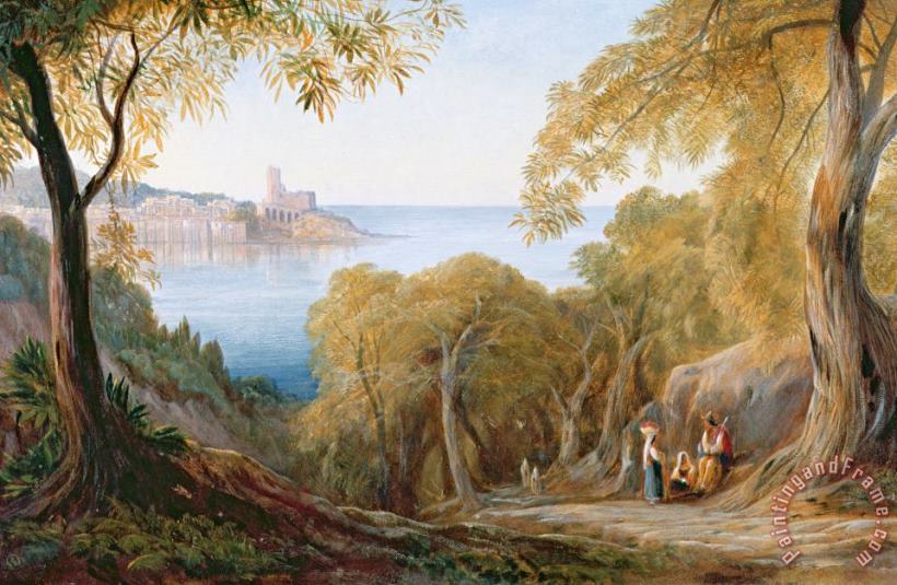 Edward Lear Landscape with View of Lerici Art Painting