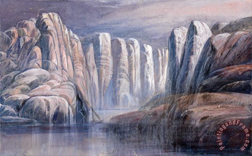 Edward Lear River Pass, Between Barren Rock Cliffs Art Painting