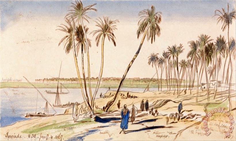 Sowadi, 8 30 Am, 4 January 1867 (65) painting - Edward Lear Sowadi, 8 30 Am, 4 January 1867 (65) Art Print