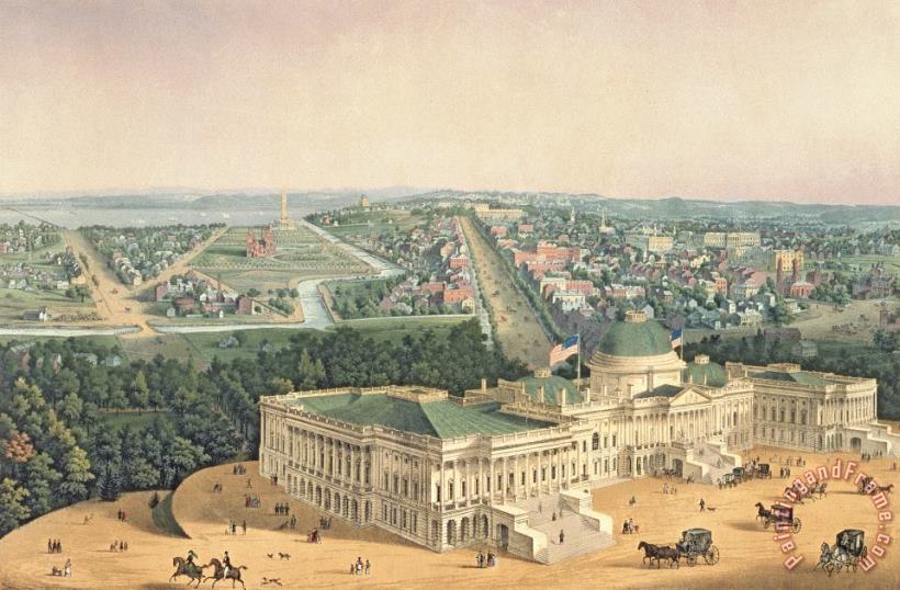 Edward Sachse View of Washington DC Art Painting